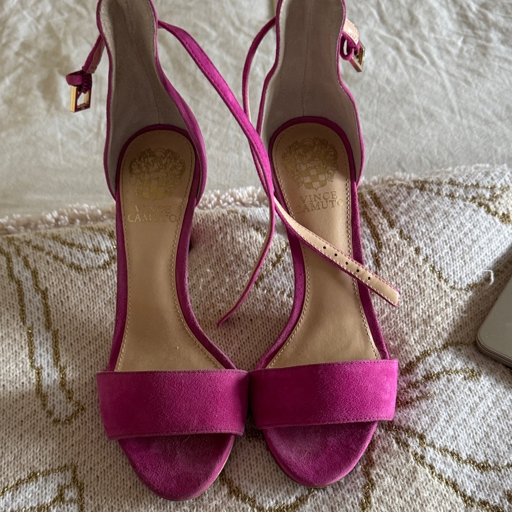 Vince Camuto Magenta Suede Ankle-Strap Heels